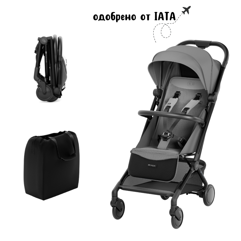KinderKraft PILOT 2 бебешка количка PLATINUM GRAY