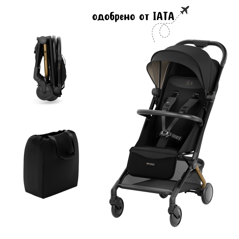 KinderKraft PILOT 2 бебешка количка MIDNIGHT BLACK