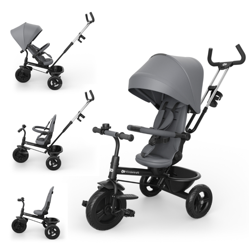 KinderKraft ASTON 2 PLUS триколка СИВА