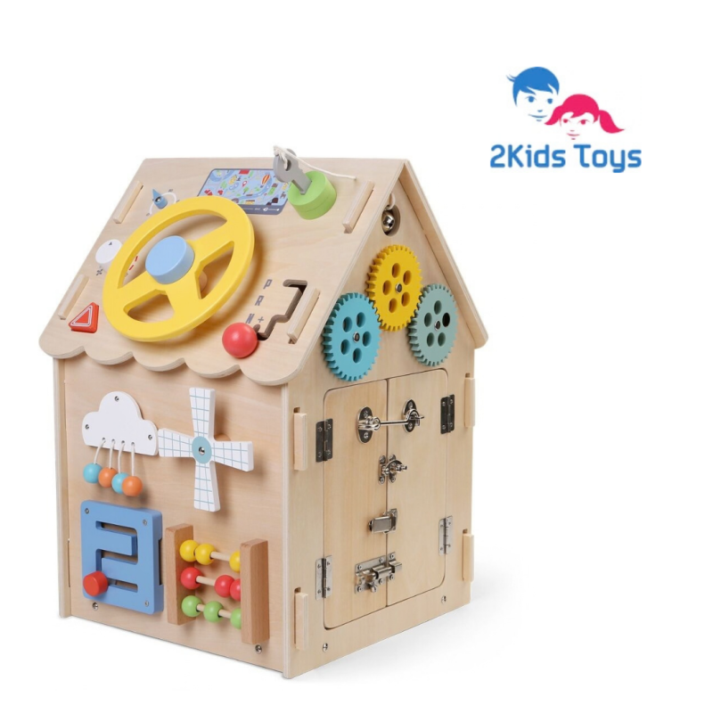 2Kids Toys Дървена занимателна дъска/ бизи борд  Монтесори House, натурален