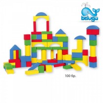Комплект дървени кубчета със сортер Beluga 20055, 100 елемента